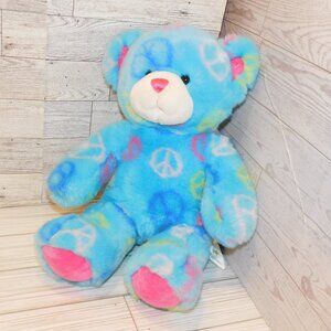 BUILD A BEAR  BLUE PEACE BEAR Plush Stuffed Animal 2010 *